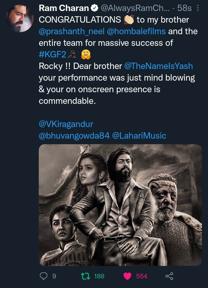 JusttKriSH's tweet photo. @AlwaysRamCharan @prashanth_neel @hombalefilms @TheNameIsYash @VKiragandur @bhuvangowda84 @LahariMusic It's not #RamVsYash it's #RamAndYash 🤝🤩 #KGF2 https://t.co/8EskuSEFXu