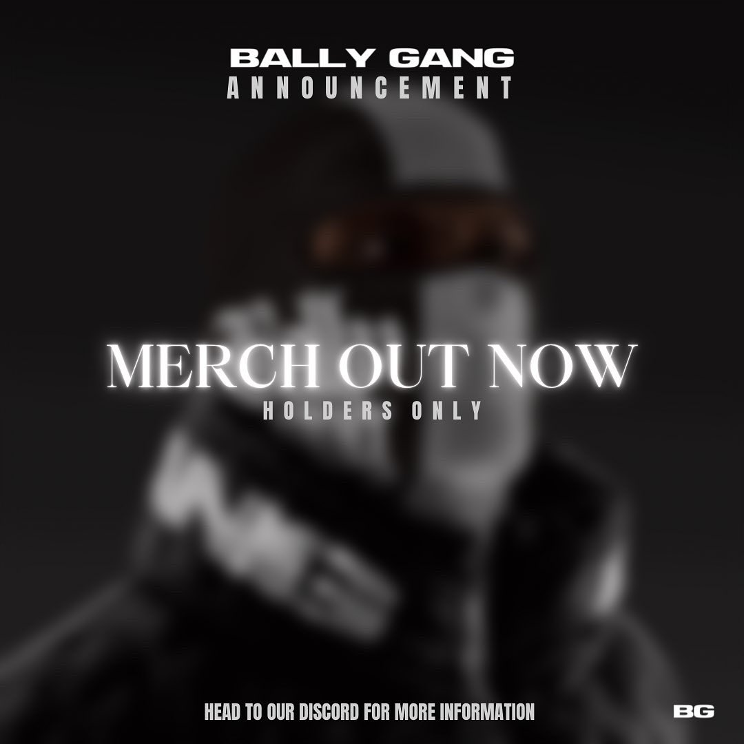 ballygangnft's tweet photo. BALLY GANG MERCH IS OUT NOW FOR HOLDERS ONLY‼️head to our discord for more information #BALLYUP 🥷 https://t.co/BPuzvRXX04