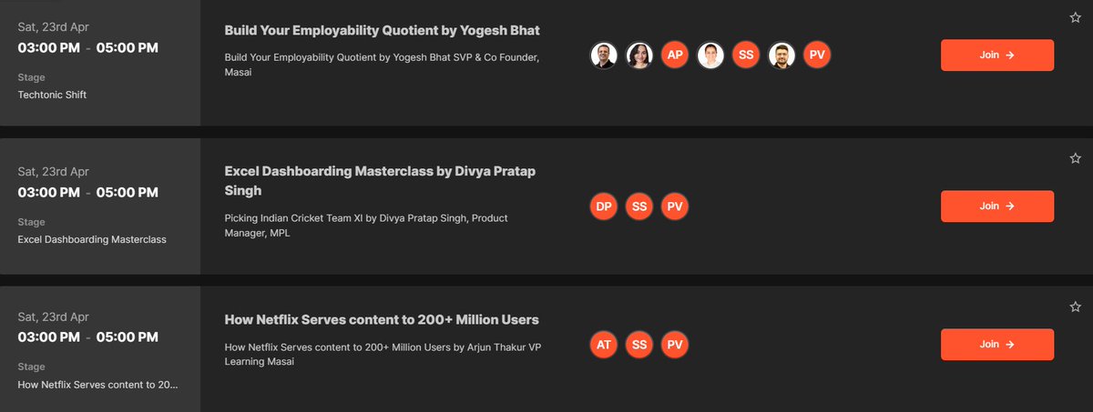 masaischool's tweet photo. Which one will you attend?
🔥 Build your employability quotient by @Yogeshbhat17
🔥 Learn excel dashboarding with Divya Pratap Singh from @PlayMPL
🔥 Get an insight into @netflix's architecture with our VP of Learning, Arjun Thakur.
#TechtonicShift https://t.co/ug61Wqv3Ue