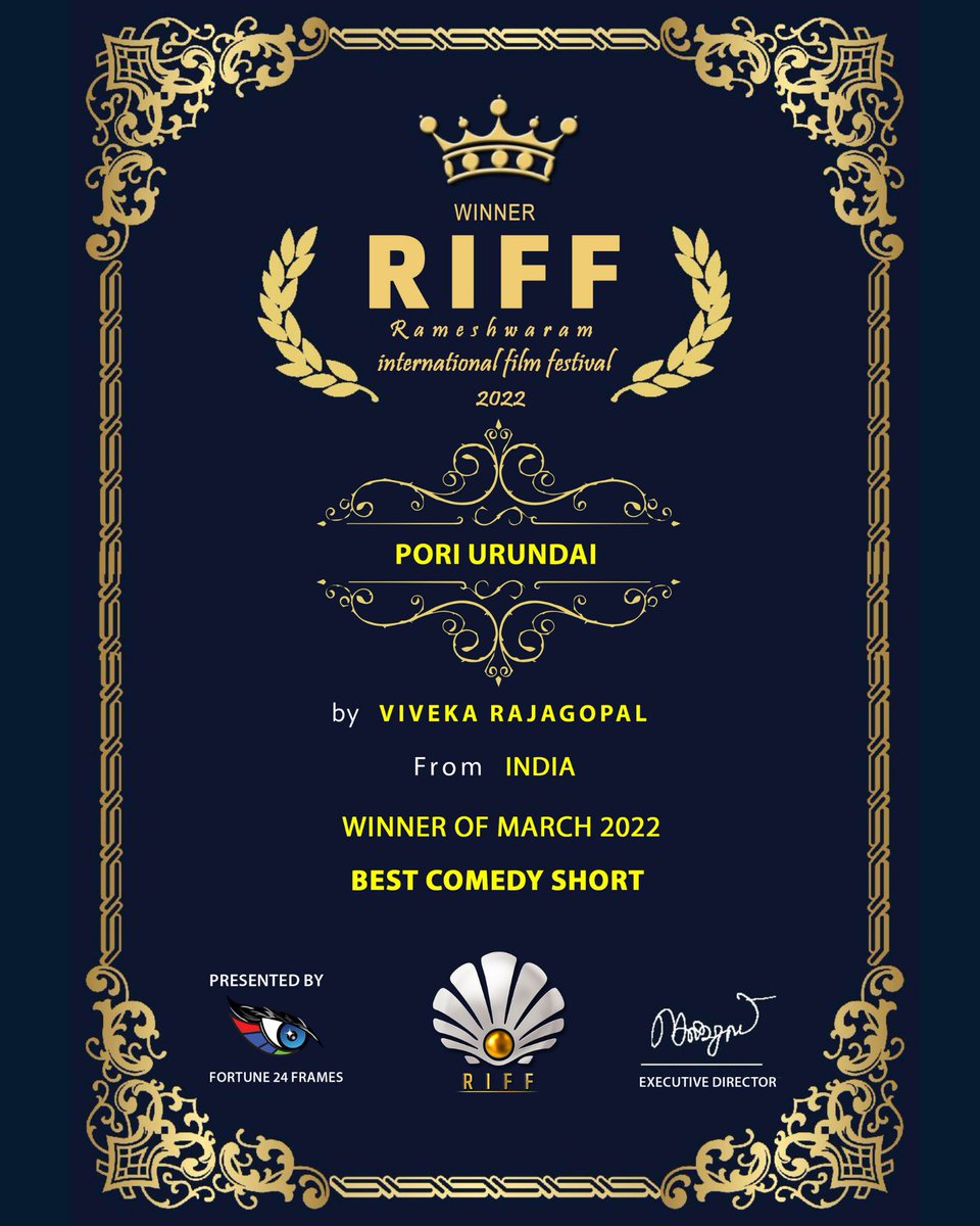 Tubelightprodu1's tweet photo. TUBE LIGHT PRODUCTIONS ™ Proudly announces PORI URUNDAI has won BEST COMEDY SHORT , at RAMESHWARAM INTERNATIONAL FILM FESTIVAL
https://t.co/VbNalCHZLA
DIRECTOR @LoverScreen 
PRODUCED BY 
@NaWaZ_N
Cast 
@SSuriyanila
 @gouthamraj_csv https://t.co/R3mHacALC0