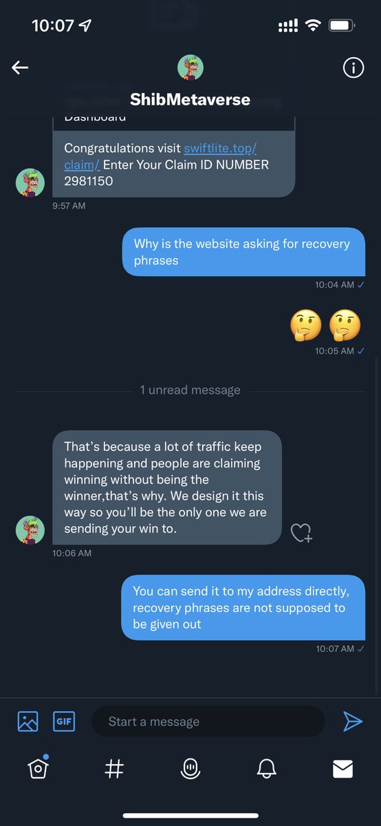 tsutalucky's tweet photo. Any platforms that ask for your secret recovery phrases is a scam. Period. Some things are too good to be true. Everyone should becareful. #cryptocurrency #scammer https://t.co/mDwP0OVqpA