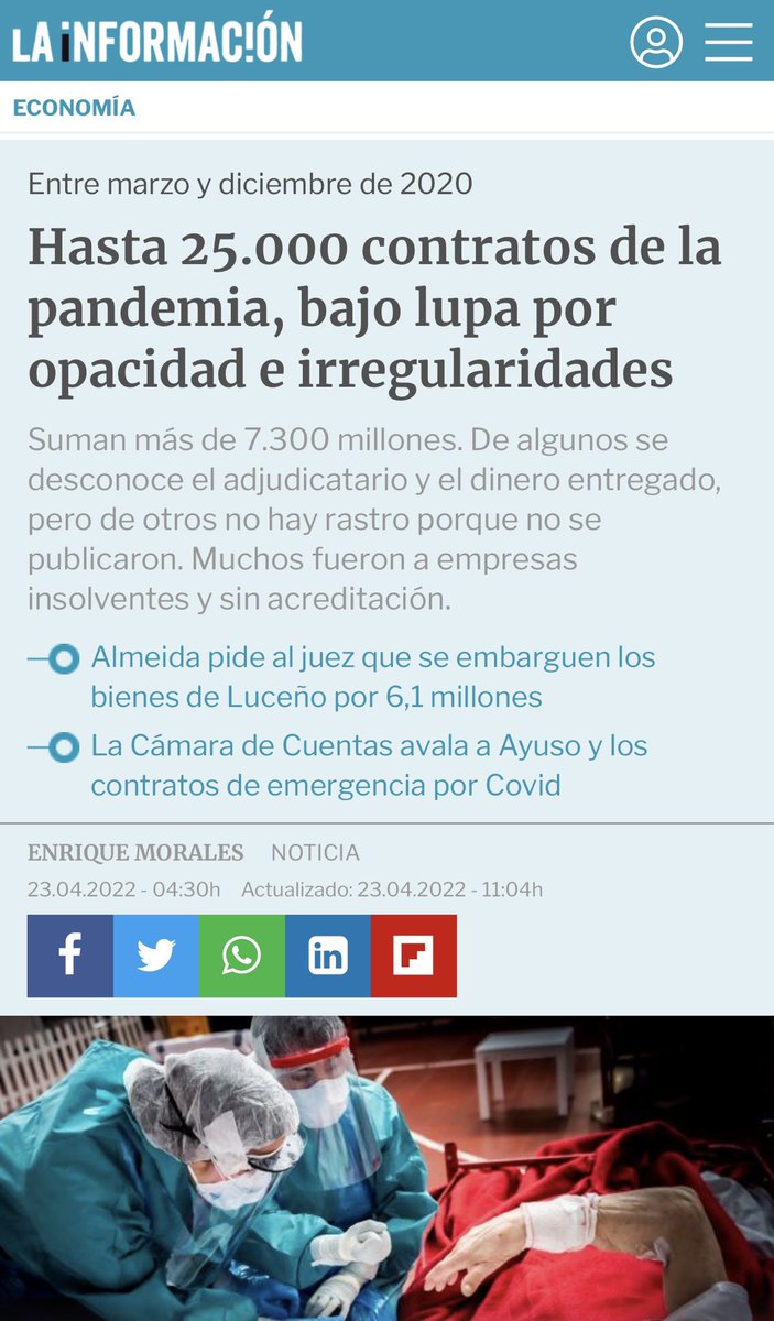 zulueta23's tweet photo. 🛑👉Lo de los contratos del #Covid 🇪🇸será el mayor escándalo de robo de nuestro dinero desde los ERE de Andalucia. Allí llegó a €680 millones defraudados. Aquí suma más de €7.300 millones.
👇 https://t.co/MSWCJqYSuG