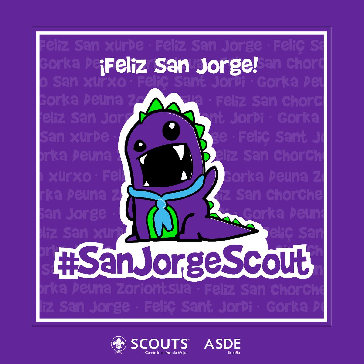 ⚜️ ¡Feliz Día de San Jorge!  ⚜️

Hoy es un día para celebrar que somos #scouts y que, como San Jorge, siempre hacemos frente a las dificultades, aunque sean grandes como un dragón.

Nunca nos rendimos ni olvidamos nuestra misión de construir un mundo mejor 🌍💜

#SanJorgeScout