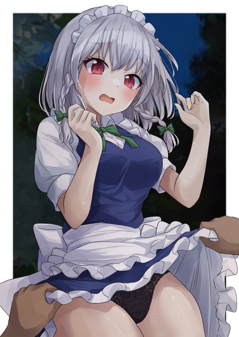 スカートめくりされる咲夜さん 