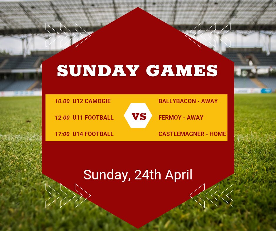 Sundays games for this week. Weather looks great for tomorrow. Why not call in on one of the girls games... #stfanahans #mitchelstown #football #sports #blitz #Gaelic  #makingmemories #newplayers <a href="/BunscoilNaToirb/">Bunscoil na Toirbhirte</a> <a href="/BallygiblinNS/">Ballygiblin National School</a>