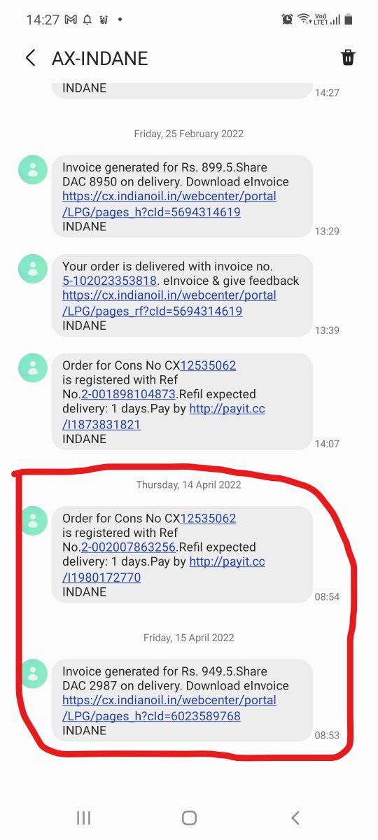 mohitad's tweet photo. @indane Got a spurious booking message and then delivery in one go. Seems big corrupt nexus going on.
Pl chk screenshots.
My Cons No. - CX12535062
Agency - Sona Gas, Mahipalpur, New Delhi @HardeepSPuri @Rameswar_Teli https://t.co/fqGVgyMLWv