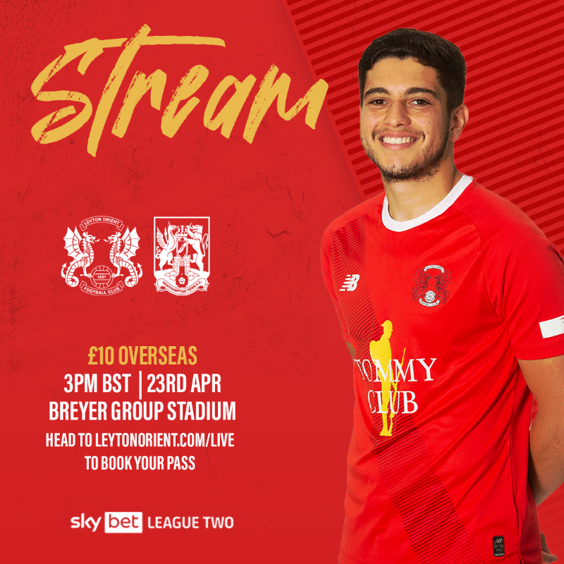 leytonorientfc's tweet photo. 🎥 Overseas supporters can stream today's game with Northampton Town, with the action getting underway from 2.30pm.

Jabo Ibehre and Glen Wilkie join Ollie Buck in the studio, for the 3pm kick-off.

#LOFC #OneOrient