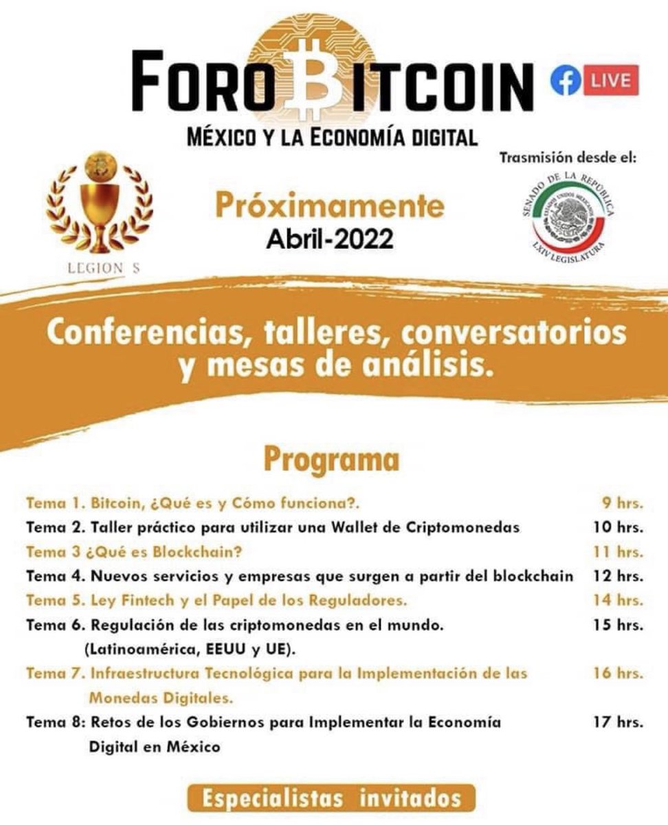 RQuarks's tweet photo. Foro Bitcoin México y la Economía Digital en el Senado de la República. Especialistas invitados.

Puedes seguir la transmisión en vivo aquí: https://t.co/T6QYu7Lujo https://t.co/KloXJwYGvd
