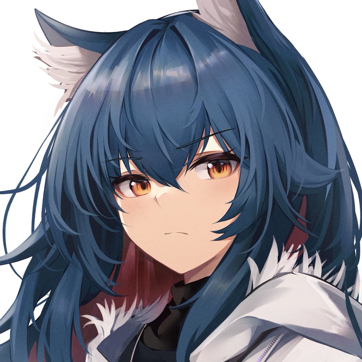 texas (arknights) 1girl solo animal ears white background wolf ears simple background looking at viewer  illustration images