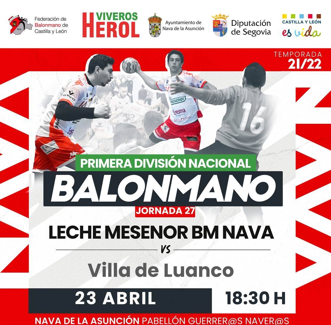 🔥#GAMEDAY 🔥
🏆 #PrimeraNac
📍 Jornada 27
⌚ 18:30 horas
Leche Mesenor BM. Nava
Oca Hotels Villa de Luanco

Podréis seguirlo a través de nuestro canal de Youtube 📹

#CanteraNavera 🔴⚪
#GuerrerosNaveros
