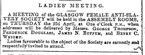 RT @LostGlasgow: Ladies, it's 1846; gather yer fire, and ire, and go hear abolitionist Frederick Douglass. https://t.co/oBUTSYXTJy