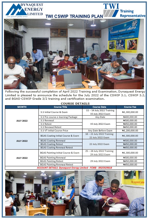 DynaquestEnergy's tweet photo. Our next training and examination plan https://t.co/77XCPgmkqD