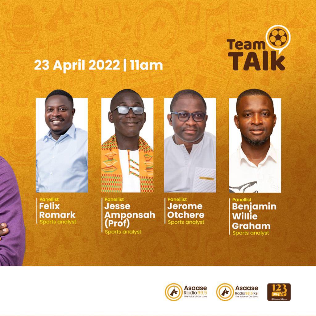 #Teamtalk is at 11:30am 

- A discussion on the match review panel, their decisions and consequences 

-#AFCON2023Q draw and matters arising

NSA debunks its stadia have been
rejected by CAF after inspection. CAF letter to FA states something different 

Please join us