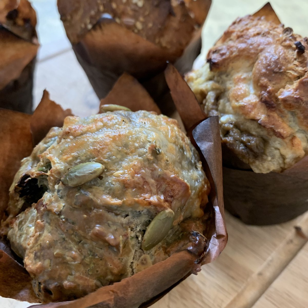 notwcafe's tweet photo. Savoury Muffins did I hear you say? That’s right! Wild Garlic Pesto, Sundried Tomato &amp; Olive or Lemon and Herb with a Baba Ganoush surprise in the middle! 🤤 #GettingCreative #MadeWithLove #SaturdayBrunch #StWerburghs https://t.co/VQsrUvPaJB