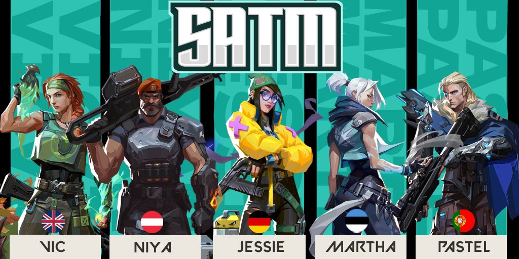 satmVAL's tweet photo. ✨ANNOUNCEMENT✨
We are proudly introducing our roster for VCT Game Changers and other tournaments:
🤓 @jessielele_ (IGL)
🗡 @lolmarthalol 
💥 @v1ctoriaw 
🏹 @pastelFPS 
💨 @niyaVAL 
We are ready and hungry to compete, be aware 😈 https://t.co/g6GD0JqAqN