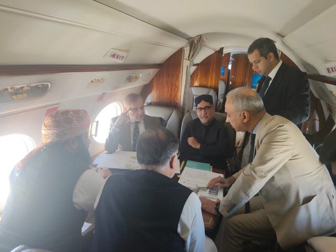 AllahSahibzada's tweet photo. The Prime Minister of the Islamic Republic of Pakistan Mr. Mian Shahbaz Sharif left for Quetta on a one day visit. Federal Minister for Planning Ahsan Iqbal, Minister for Communications Maulana Asad Mehmood and B N P chief Akhtar Mengal are accompanying the Prime Minister. https://t.co/PQ8ZN1oRfa