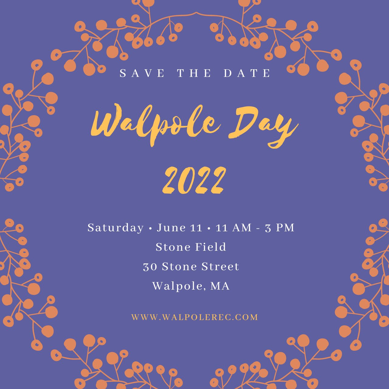 Walpole Recreation on Twitter "Walpole Day is about 2 months away. Don