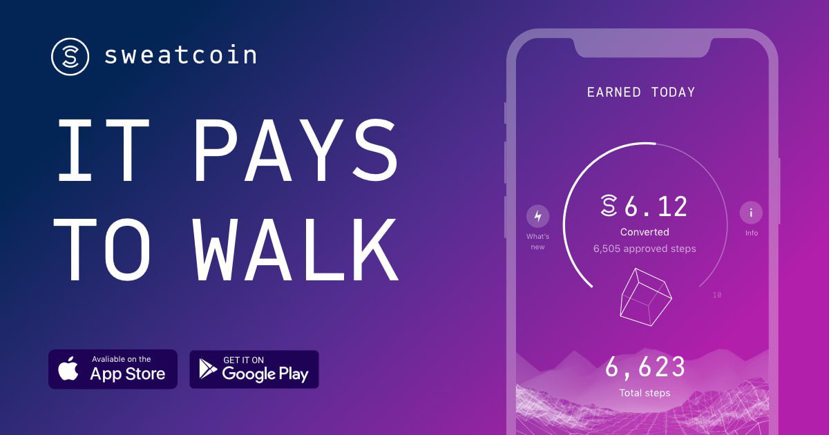 Sweatcoin - Move to Earn
Daily Rewards: Up to 25 SWEAT
Referral: 5 SWEAT
Winner: For all users

Sign up to claim: sweatco.in/i/linhquang294…

Check out this free app - It Pays to Walk 🚶
#MoveToEarn #Move2Earn #walkcoin #sweatcoin