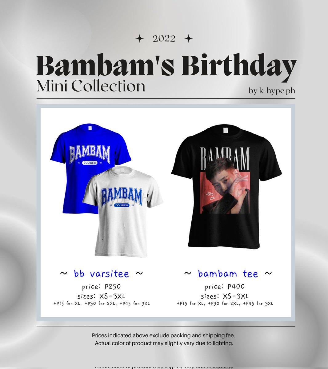khype_ph's tweet photo. ๊ฐ help rt ; wts lfb ph ๊ฑ
bambam's bday mini collection by @khype_ph
โฐ doo/dop: may 4
โฐ price: P250-P495
โฐ order form: https://t.co/5IfPxS9SDm
โถ GA event: mbf all our acc (twt ig shopee) rt like tag 3 moots; unli replies
โถ prize: 1 item of choice
#GOT7 #BamBam https://t.co/7IB8bnIc1N