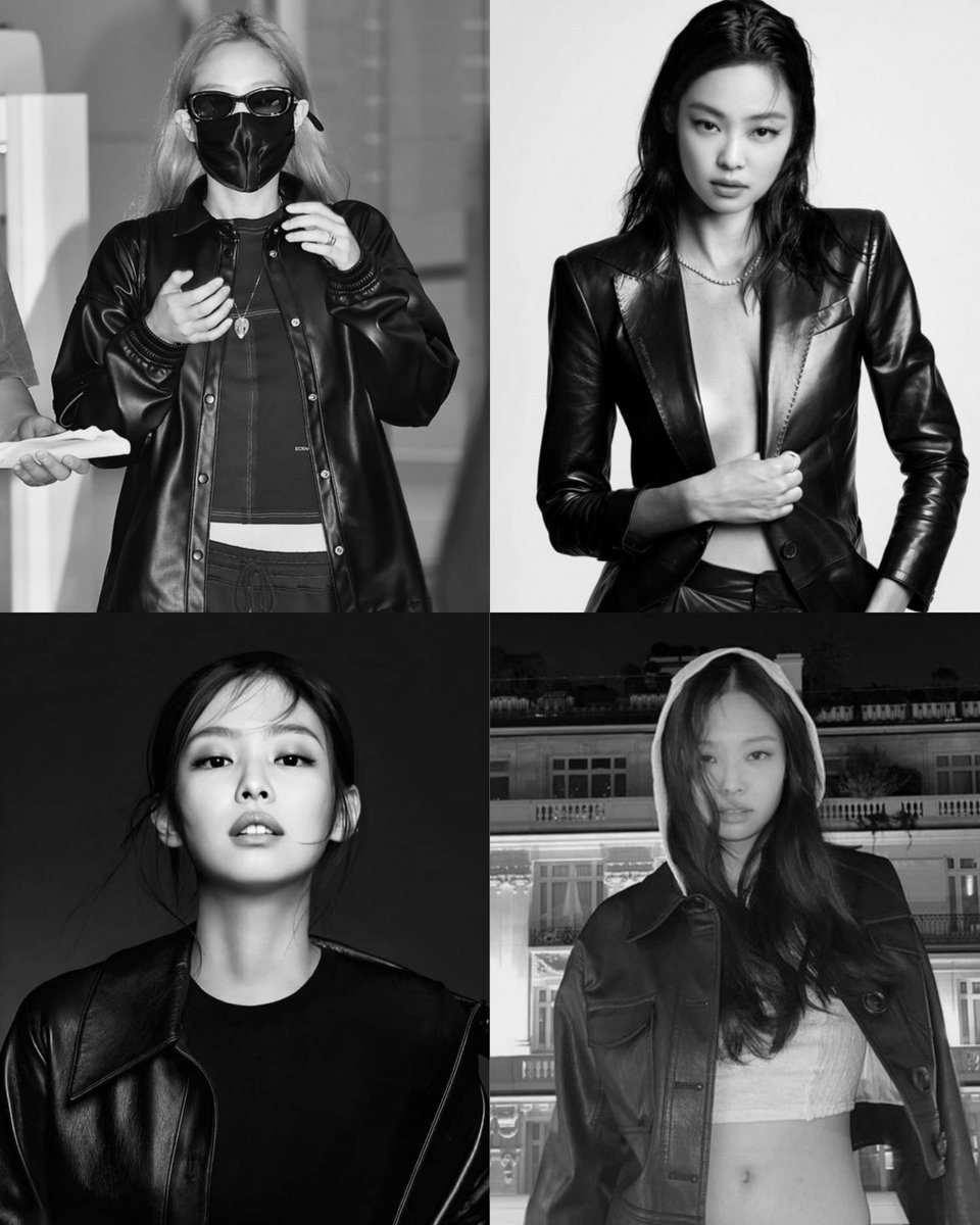 jennie in black leather jacket is so hot