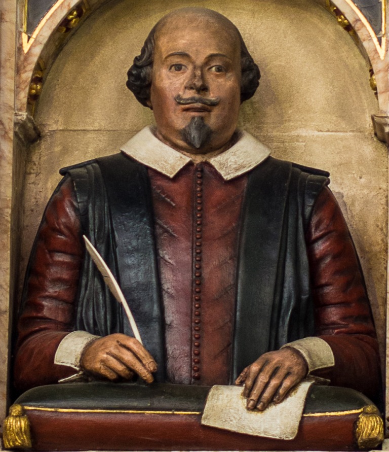 OldPortraiture's tweet photo. (Probably) Born &amp; Died #OnThisDay in 1564 &amp; 1616: English poet, playwright &amp; actor #WilliamShakespeare

Portrait on the funerary monument in the Holy Trinity Church at Stratford-upon-Avon by #GerardJohnson, ca. 1616-23

#Shakespeare #EnglishLiterature #ShakespeareDay https://t.co/RoEUPUhmwa
