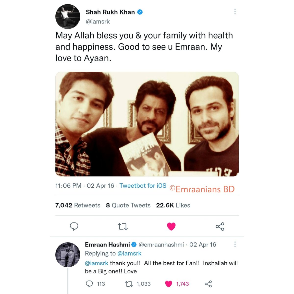 EmraaniansBD's tweet photo. #Throwback to 2016,
Some of the bollywood actors who loved and supported @emraanhashmi's book #TheKissOfLife.💙
.
.
.
.
.
@akshaykumar @BeingSalmanKhan @iamsrk @iHrithik #WorldBookDay #EmraanHashmi #AkshayKumar #SalmanKhan #ShahRukhKhan #HrithikRoshan #EmraaniansBD https://t.co/NJ1d0essaS