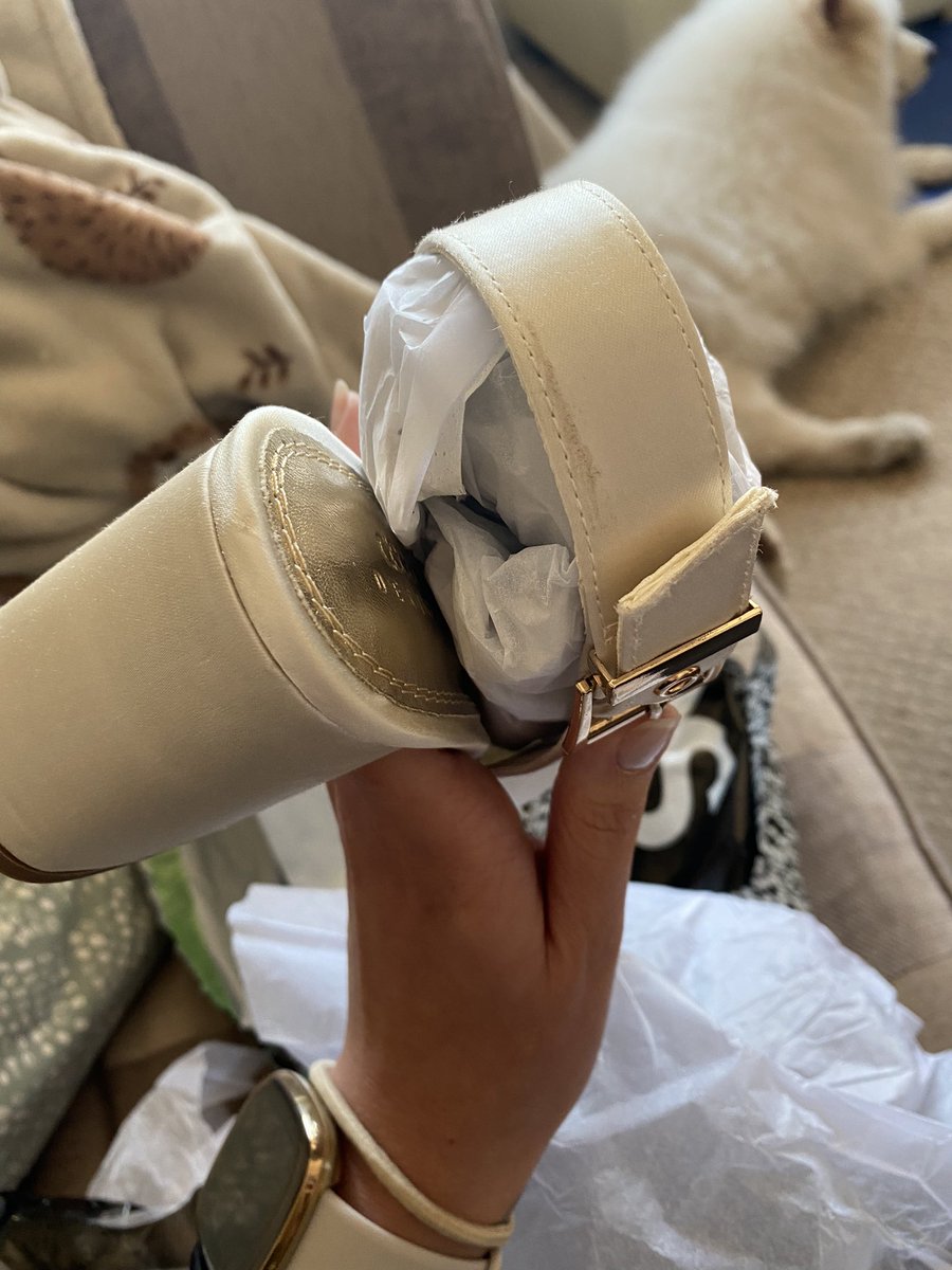 lucycurtis_'s tweet photo. @ASOS second pair of these exact shoes I’ve ordered and once again there’s marks on them! I’ve ordered them for my wedding.. this is rubbish asos! https://t.co/yYktC6Oul5