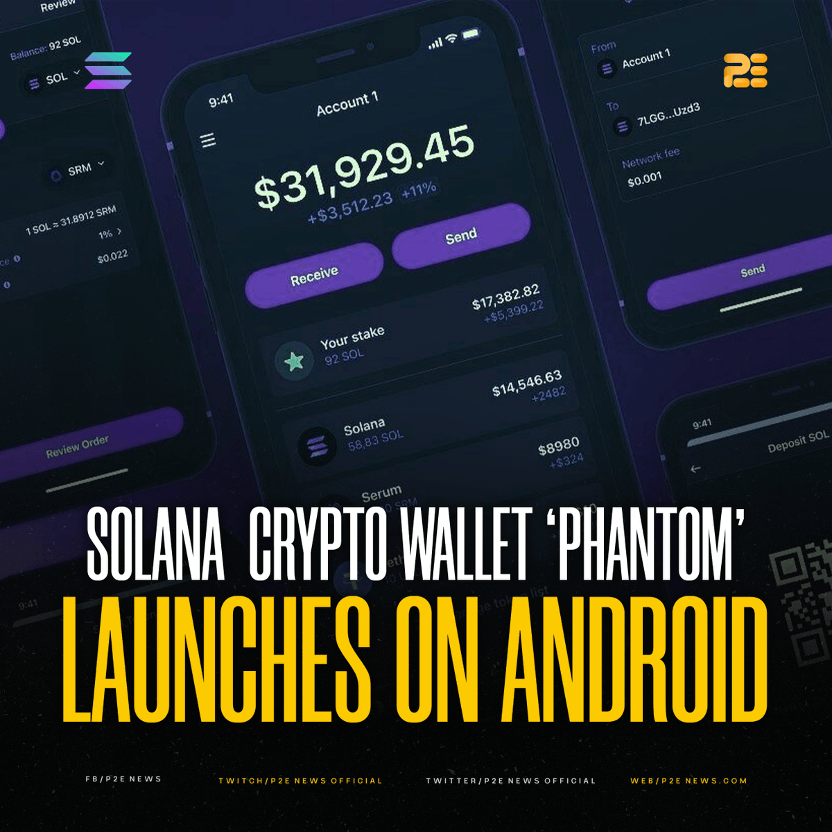 P2ENewsOfficial's tweet photo. Solana crypto wallet Phantom has officially gone live on Android!📱 https://t.co/LZON00GQjL