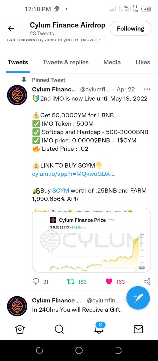 CoinElvis's tweet photo. @cylumfinance1 Great Project...
0xa0FCF918a98a2370E6Ede9b01AA46E9fEEaE8599 https://t.co/naARpUgjMR