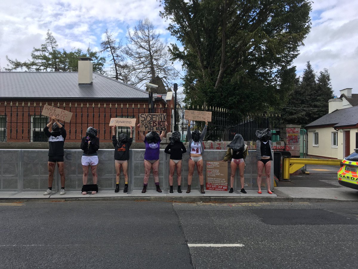 evmarkelka's tweet photo. #stoprape protest at the Embassy of Russia in Ireland today #protest #protestireland #WARINUKRAINE https://t.co/hDT5laIsdq
