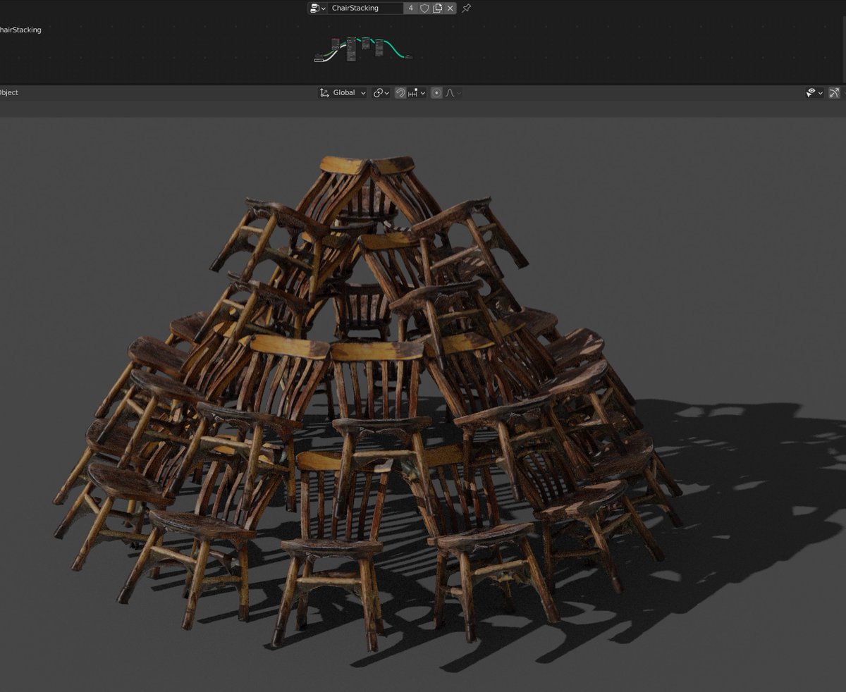 jimmygunawanapp's tweet photo. #photogrammetry #iPhone #ObjectCaptureAPI #geometrynodes Stacking chair is a mental therapy. https://t.co/ZlSufBZ7Cy