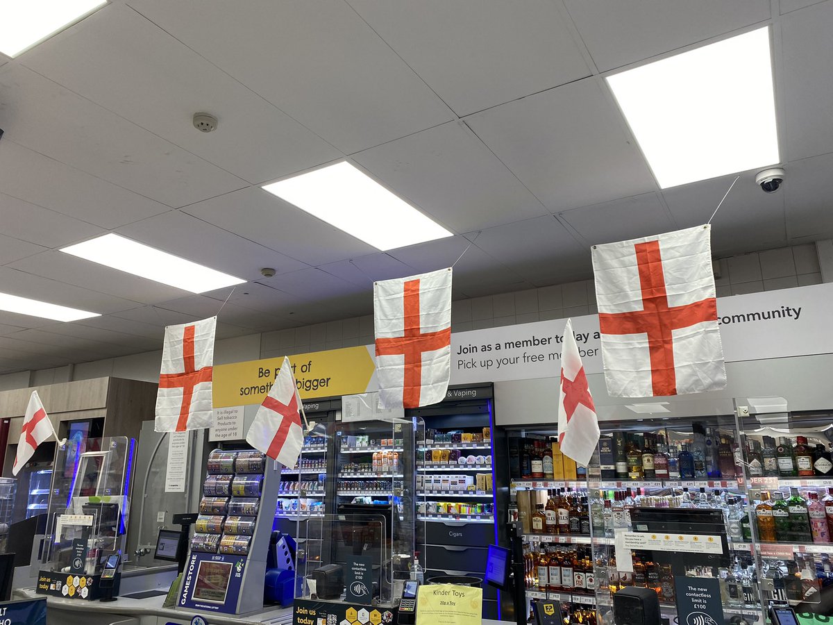 BethD15_'s tweet photo. Happy St. George’s Day from Narborough Road! ❤️🤍 loving the Jubilee merchandise too! 😍 @Becky_2186 @simon_eales @CJWright_85 @mycoopfood https://t.co/21wrGK8k8e