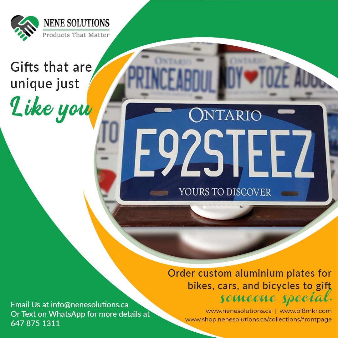 💯 *Gifts that are unique just like you*💯
Order custom aluminium plates for bikes, cars, and bicycles to gift someone special ✅
647 875 1311
nenesolutions.ca  
pl8mkr.com   
shop.nenesolutions.ca/collections/fr…   

#torontophoto #car #whitecoloredplates #whitebackground