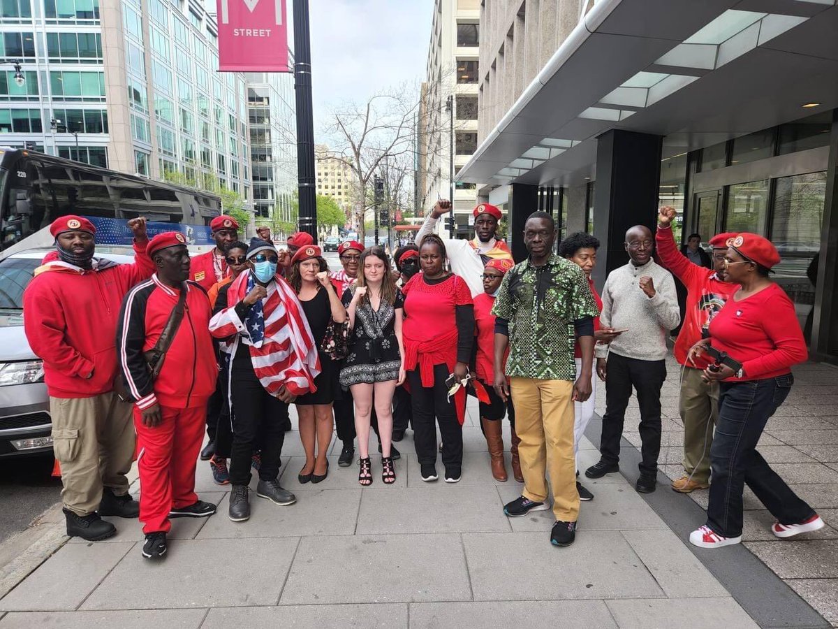 BuffaloSoldierA's tweet photo. “Comrades y’day protested outside the global HQ of @WorldBank in Washington DC USA urging the int’l community to cease giving financial support to dictator Museveni’s illegitimate regime. Comrades, pls keep pushing! #DoNotRelent”
~President @HEBobiwine
#WeAreRemovingADictator🇺🇬🇺🇸 https://t.co/FcKPiLXDoQ