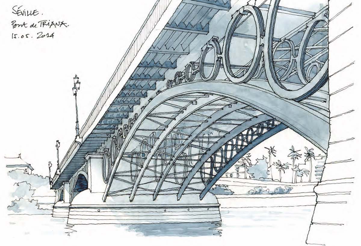 pmenaarqto's tweet photo. El Departamento de Expresión Gráfica de la Escuela de Sevilla ha publicado este año el libro Sevilla a trazos, con varias decenas de dibujos del arquitecto belga Gérard Michel, que son 👌 https://t.co/JJv29zqvoe