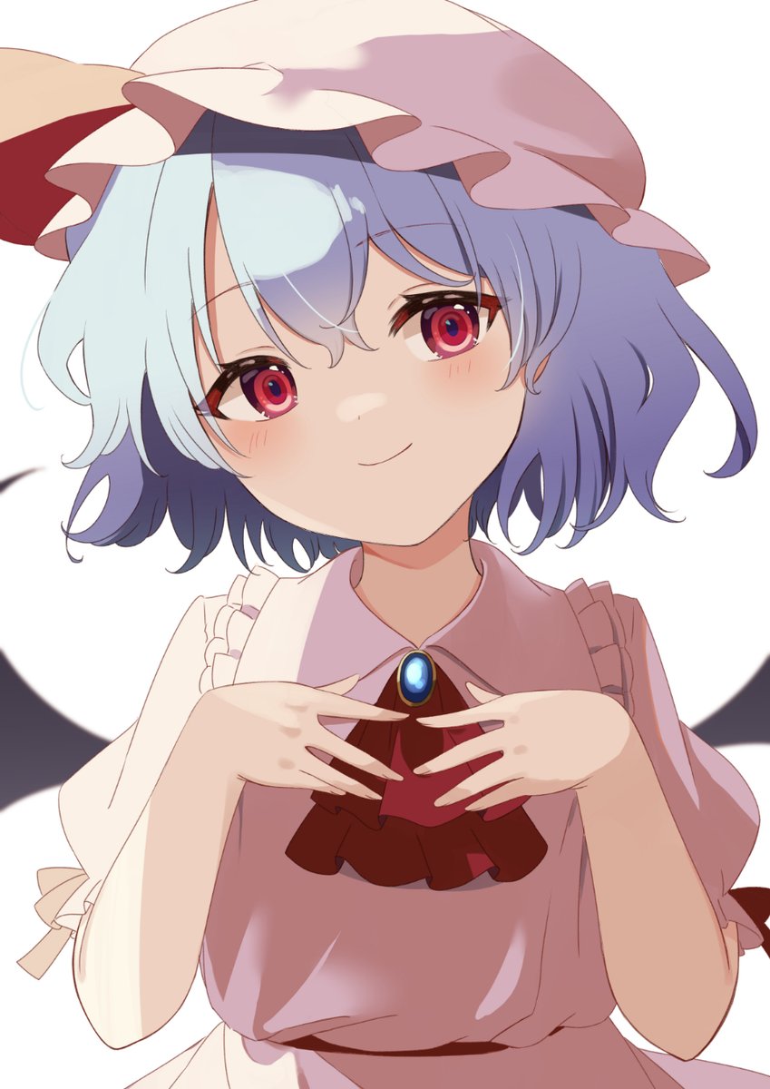 remilia scarlet 1girl solo hat wings ascot red eyes smile  illustration images