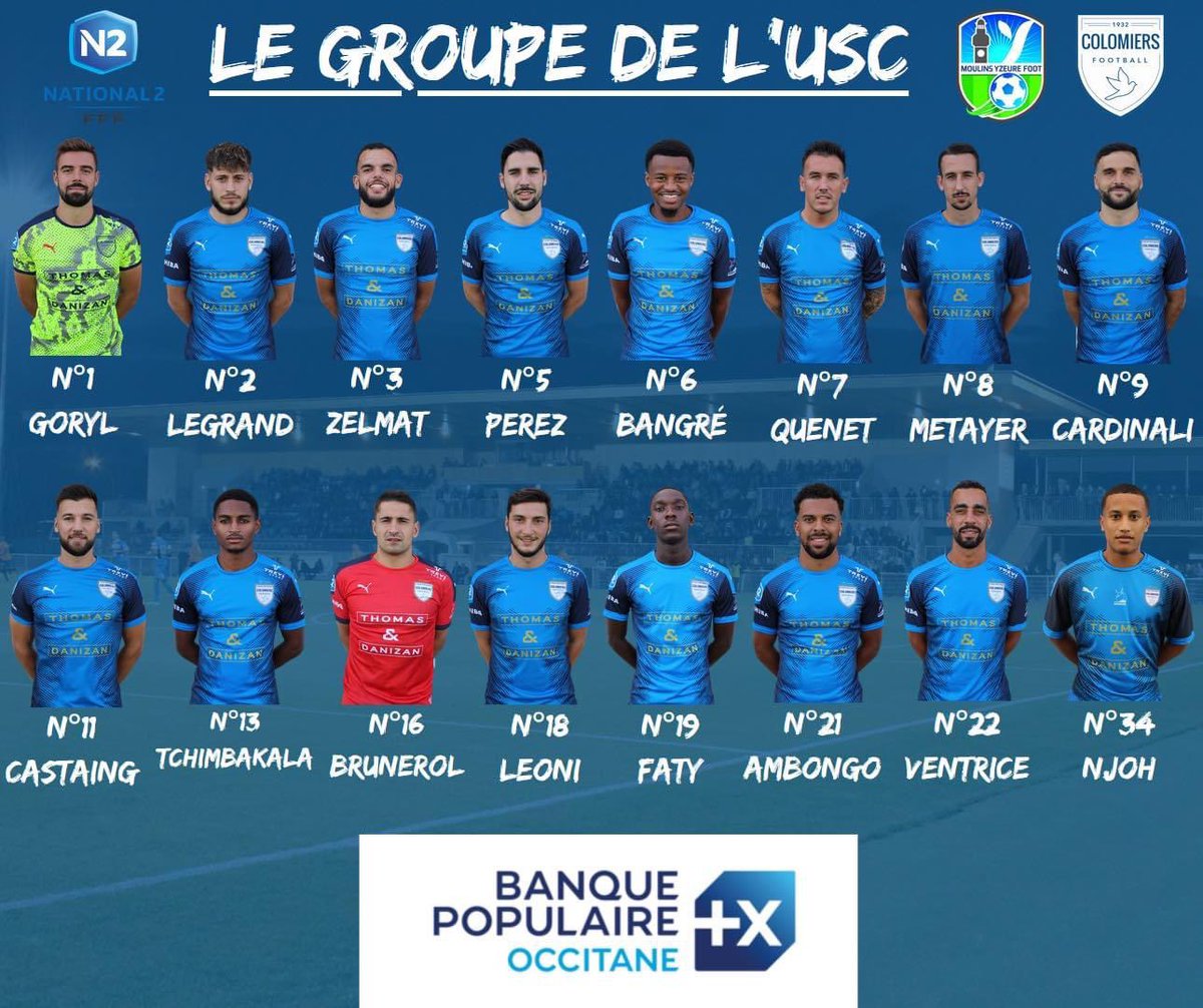 USColomiers's tweet photo. Le groupe pour notre match à @MYF_Foot . A suivre à 18h30 
Allez l’USC 🔵⚪️ https://t.co/xwShIm3eVV