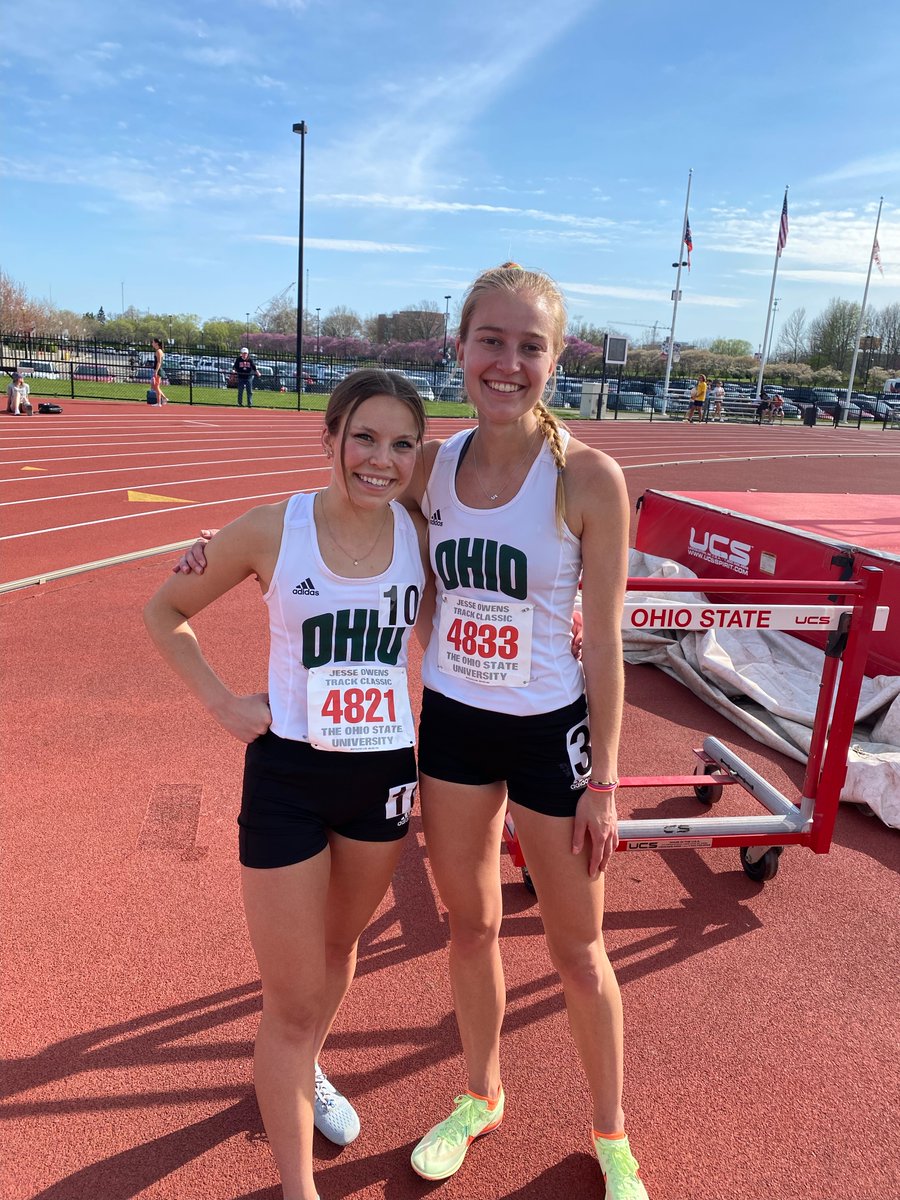 OhioXCTF's tweet photo. A solid race for both Steph Pierce and Alyssa Christian yesterday afternoon at the Jesse Owens Invite, both setting a new PR in the 1500m. Steph, 4:29.27 and Alyssa, 4:32.59!

#OhioTF #Ouohyeah https://t.co/FAClxnduC0