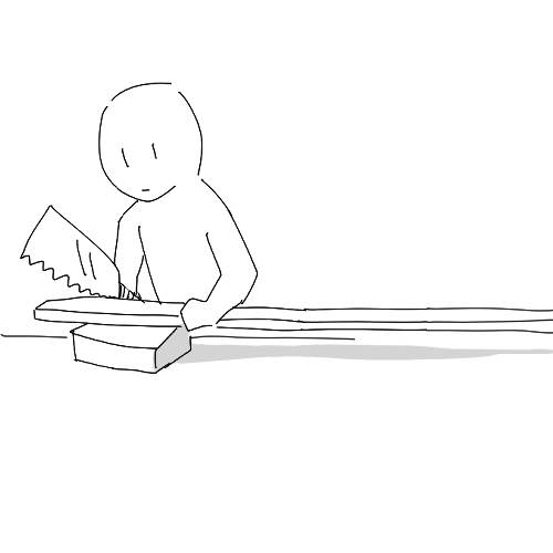長い板とか切るとき台が小さいと板が重さで動くので調整用の道具作るわよ 