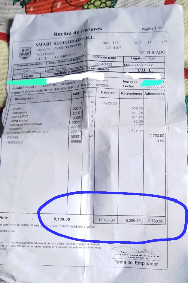 MarceloGreco22's tweet photo. Esto es lo que cobra un trabajador de seguridad privada en Tucumán 
$8000 pesos https://t.co/64VSP7PY5L