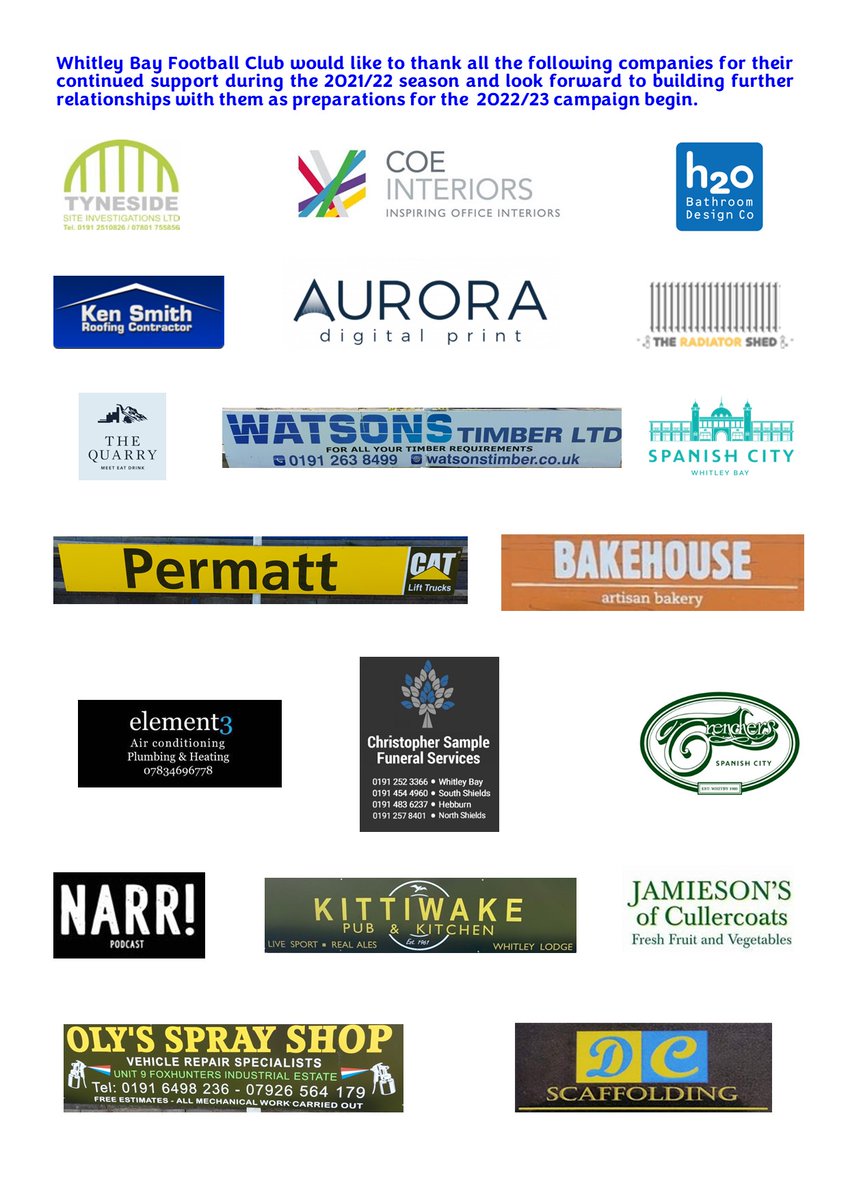 Thank you to all of our sponsors during the 2021/22 season. We are extremely grateful for your support! 👏👏👏
#HowayTheBay