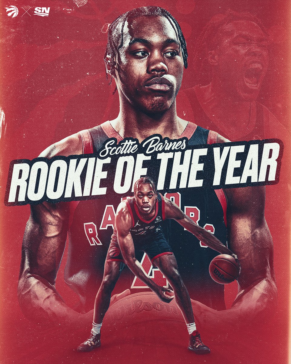 ROOKIE OF THE YEAR. 👏🏆

<a href="/Raptors/">Toronto Raptors</a>' Scottie Barnes wins the 2021-22 <a href="/NBA/">NBA</a> Rookie of the Year. #WeTheNorth