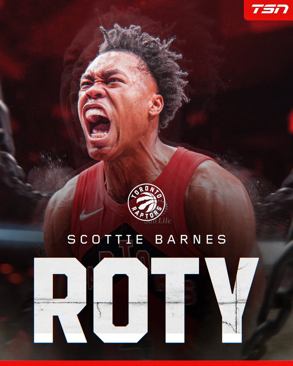 Scottie Barnes has won ROOKIE OF THE YEAR, per <a href="/ShamsCharania/">Shams Charania</a>.

MORE: tsn.ca/scottie-barnes…