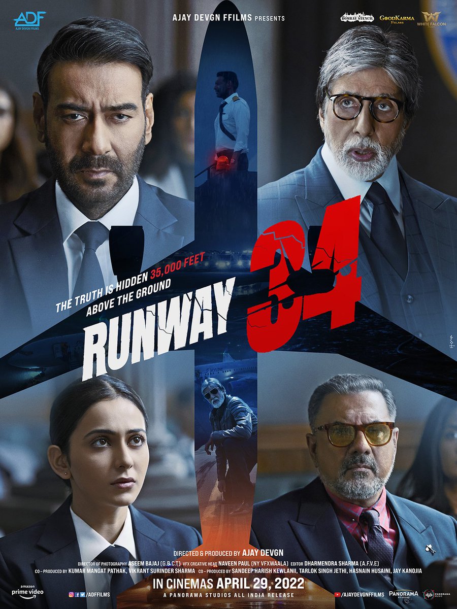Partho701's tweet photo. Just 5 days to go for grand gala release of the Aviation thriller #Runway34NextFriday #Runway34OnApril29 #Runway34 
Be ready to feel the turbulence, brace for the impact &amp; brace for the unexpected at a theatre near you. @SrBachchan @ajaydevgn @Rakulpreet @bomanirani @CarryMinati https://t.co/HyK6xOcxpj