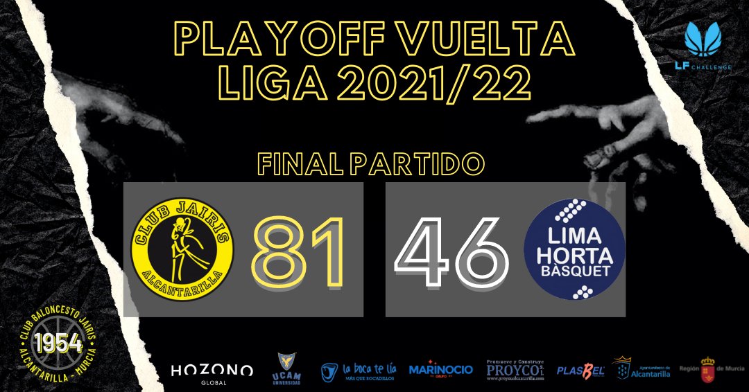 CBJairis's tweet photo. 𝗣𝗟𝗔𝗬𝗢𝗙𝗙 🏀  #𝐋𝐅𝐂𝐇𝐀𝐋𝐋𝐄𝐍𝐆𝐄

🔚  Final del partido. 

¡ @hozonoglobal Jairis estará en la Fase Final de Ascenso a #LFEndesa !

¡Menudo partidazo de nuestras #WomanInBlack! 

¡Gracias afición por vuestro apoyo! ¡Sois grandes!

#JairisLimaHorta 
#UnaFamiliaHistórica https://t.co/gal4mz4Pkb