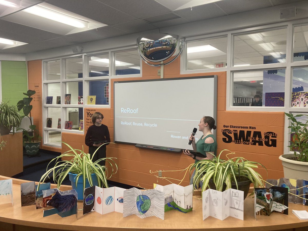 EcologyAnd's tweet photo. 8 student teams presented at the 2nd Sustainability Conference on #Earthday @HCSD_ILC. From school safety to white roofs, these students used #designthinking to create #sustainable change for their community. Beyond proud of their passion and hard work! @ILC_Business https://t.co/xFe509yHzD
