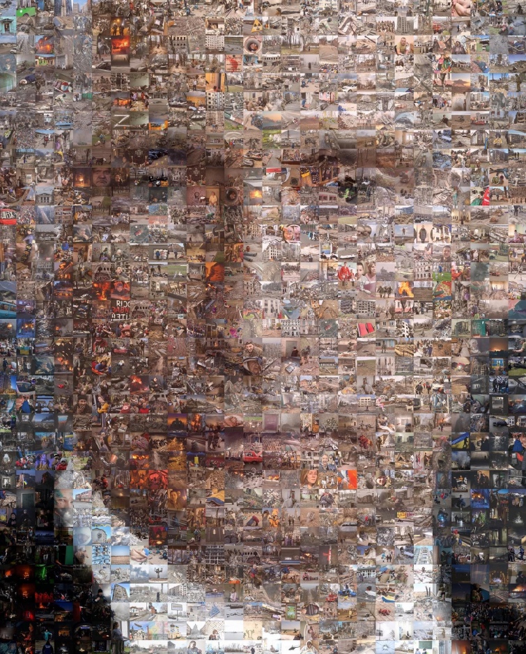 IuliiaMendel's tweet photo. Belarusian photographer Pavlo Krichko created a portrait of putin based on photos he had seen during the 57 days of war in Ukraine. "Tears, pain, suffering, death, rocked debts, evil, non-humanity - everything is in this image,' he says. https://t.co/7ZzDVDcvDR