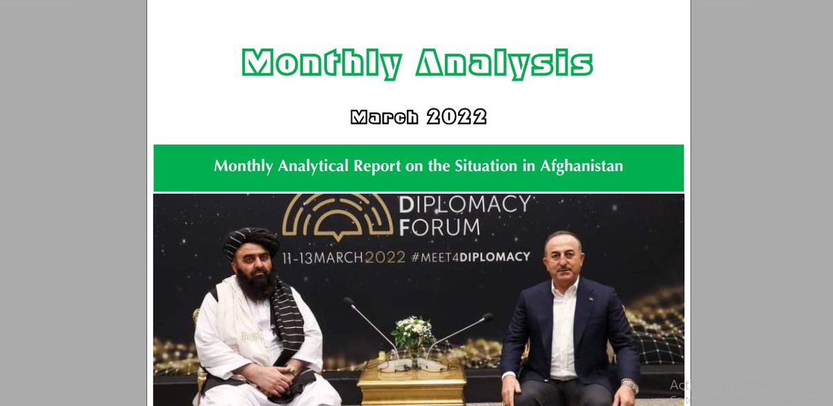 QasedResearch's tweet photo. This report provides an overview of the country’s political, economic and security situation in March 2022. On the political front, this month has seen an increase in the international community’s growing engagement with the Islamic Emirate...
https://t.co/DH58mL1eVR https://t.co/6EOfIDTtTQ