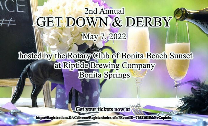 BeachRotary's tweet photo. Meet the Lee County Sheriff’s Office Mounted Patrol, sip on a Derby Lilly while you snack on some outstanding food all while watching the Derby! 

Get your tickets now for Get Down and Derby hosted by the Rotary Club of Bonita Beach Sunset! 
 
 https://t.co/VkveGFV9Jl https://t.co/5o653L2NmT