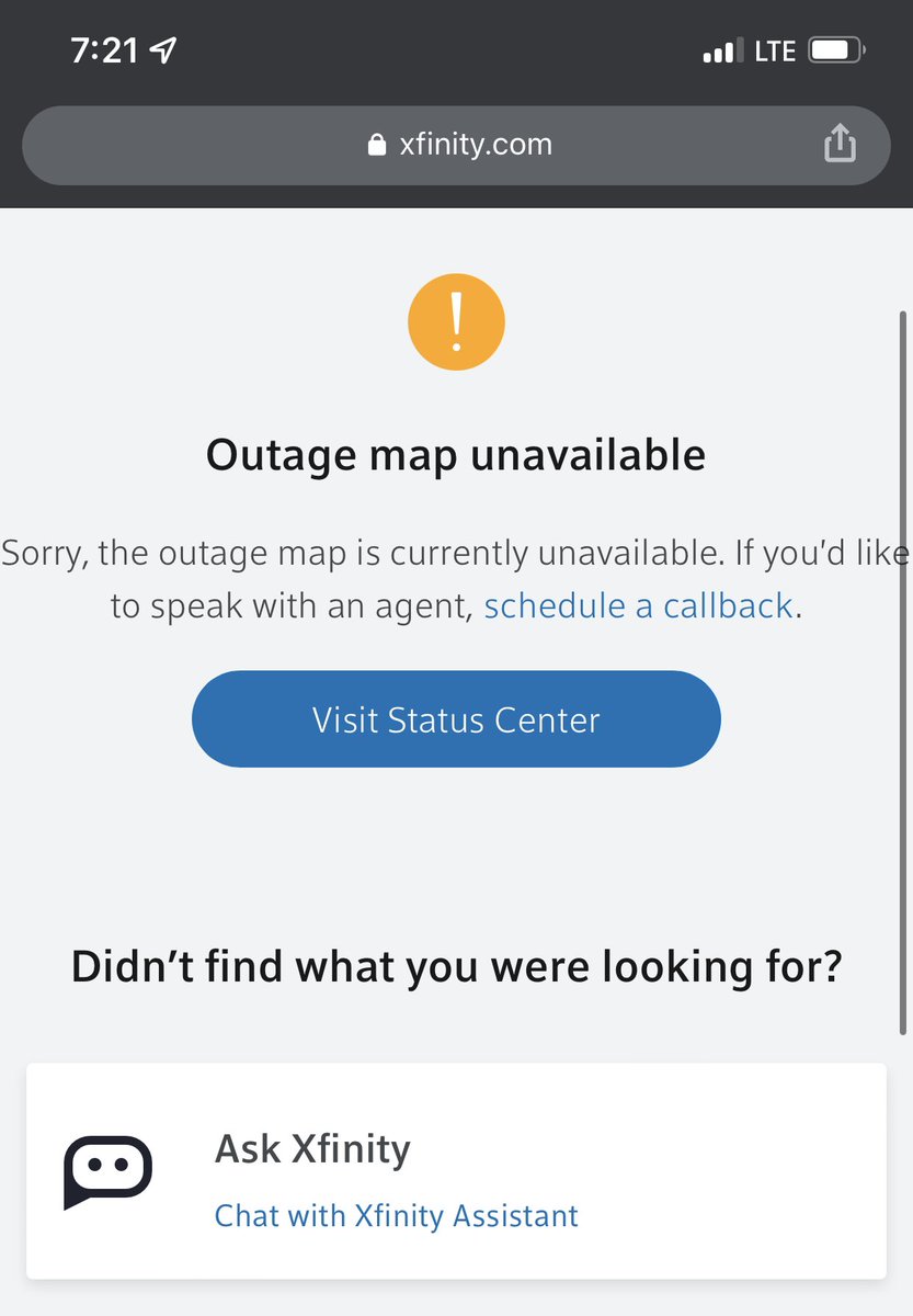 On top of frequent outages with no acknowledgement, sometime Xfinity’s outage map is part of their outage.